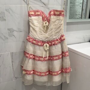 Betsey Johnson Cream Mini Dress with Pink Trim